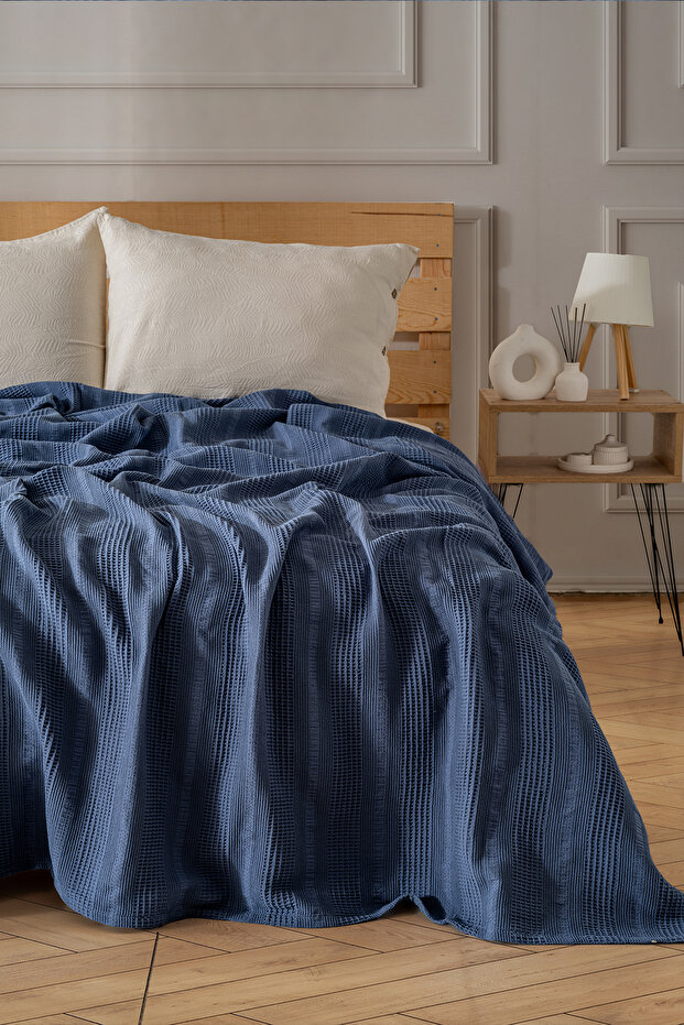 100% Cotton Border Pique Bedspread - 160X230 cm Single Size - Breathable Modern Weaving