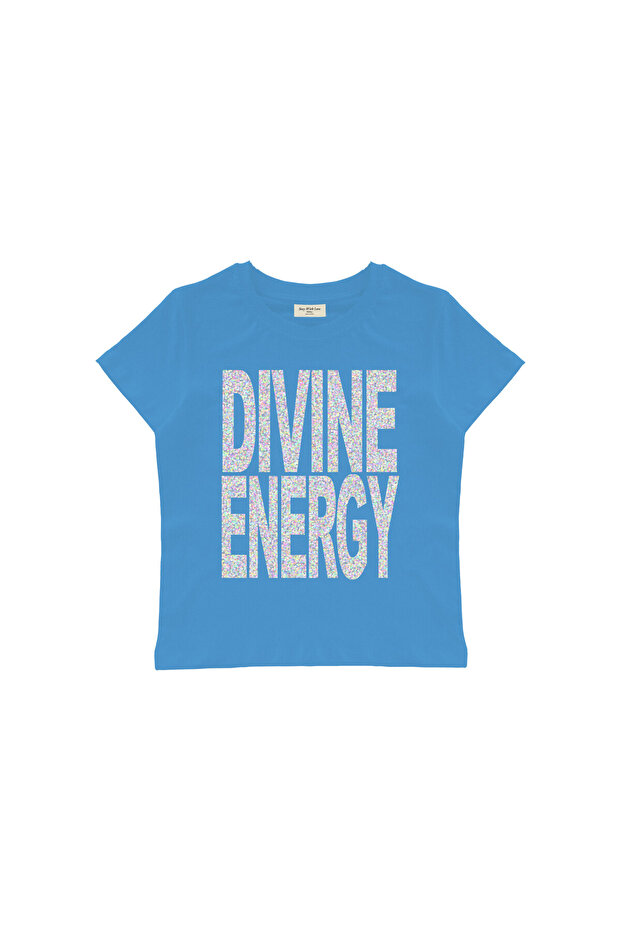 تي شيرت قصير للأطفال مطبوع عليه Divine Energy