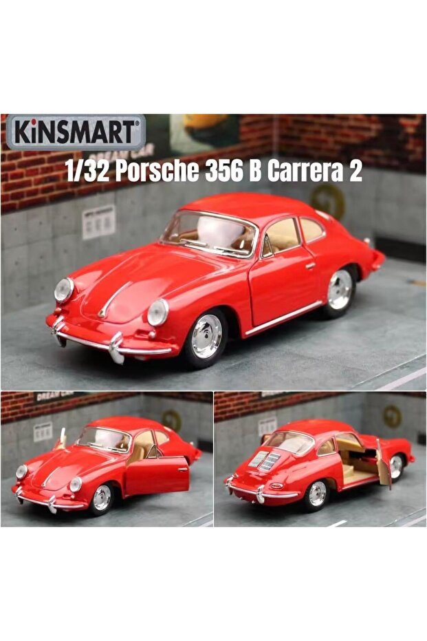 1:32 Scale - Die-Cast Model Porsche 356 B Carrera 2 Car with Pull-Back Action & Openable Doors-Red
