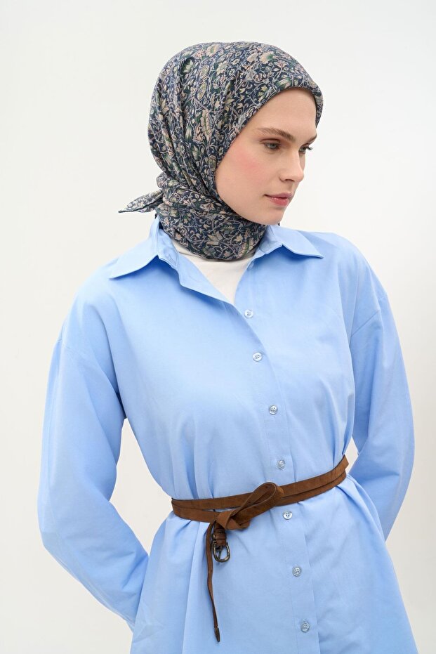 وشاح تينسل مونار بنمط ربيع البلاط باللون الأزرق الداكن 90×90