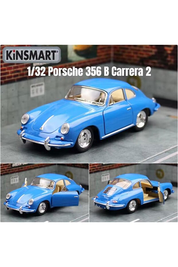 1:32 Scale - Die-Cast Model Porsche 356 B Carrera 2 Car with Pull-Back Action & Openable Doors-Blue