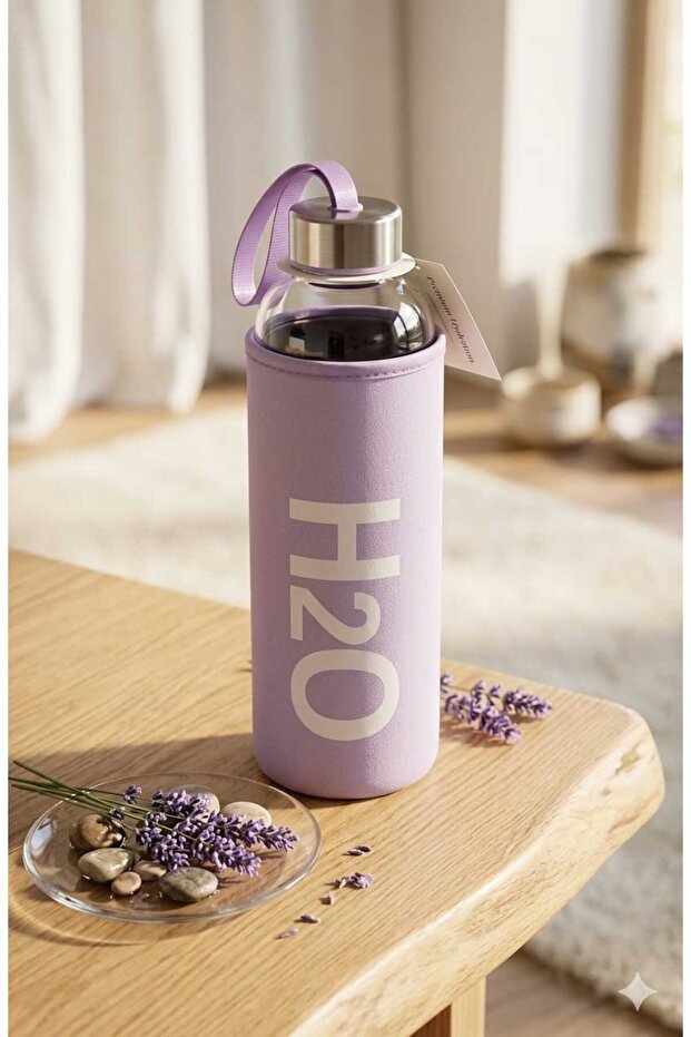 قارورة زجاجية من البوروسيليكات مع غطاء - 600 مل - بنفسجي