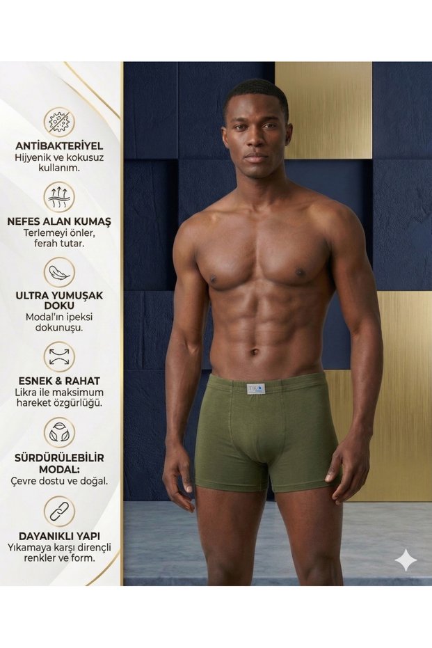 Men's Towel Waist Green Modal Lycra Flexible Soft Textured Breathable Boxer