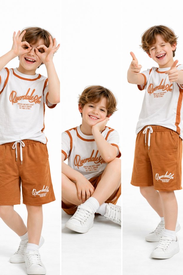 Boys' Summer Shorts Set Printed T-Shirt Casual Set T-Shirt Shorts Riverdale Print