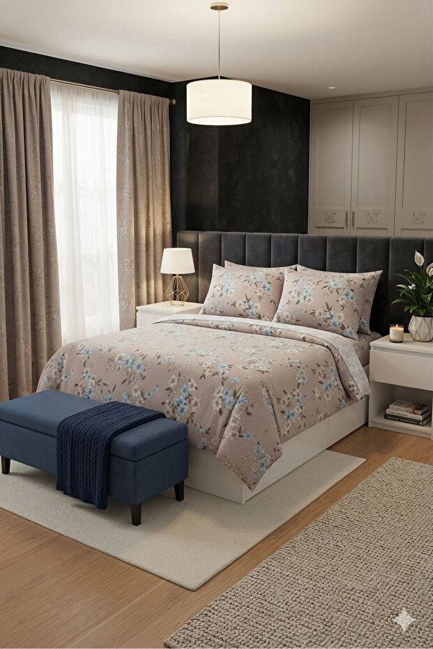 Double Floral Patterned Bedding Set Sheet Set - 1