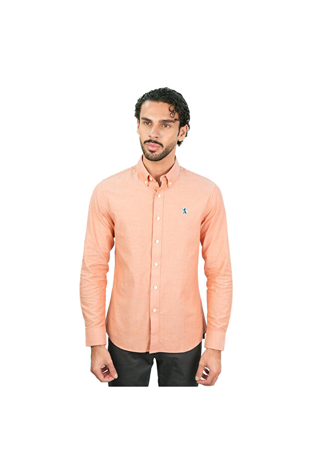 Men’s Cotton Slim Oxford Shirt with Embroidery
