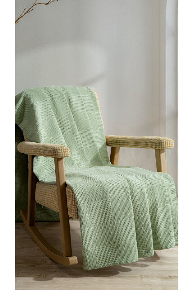 Square Woven Modern Single-Person Pique - Breathable Cotton Waffle Bedspread