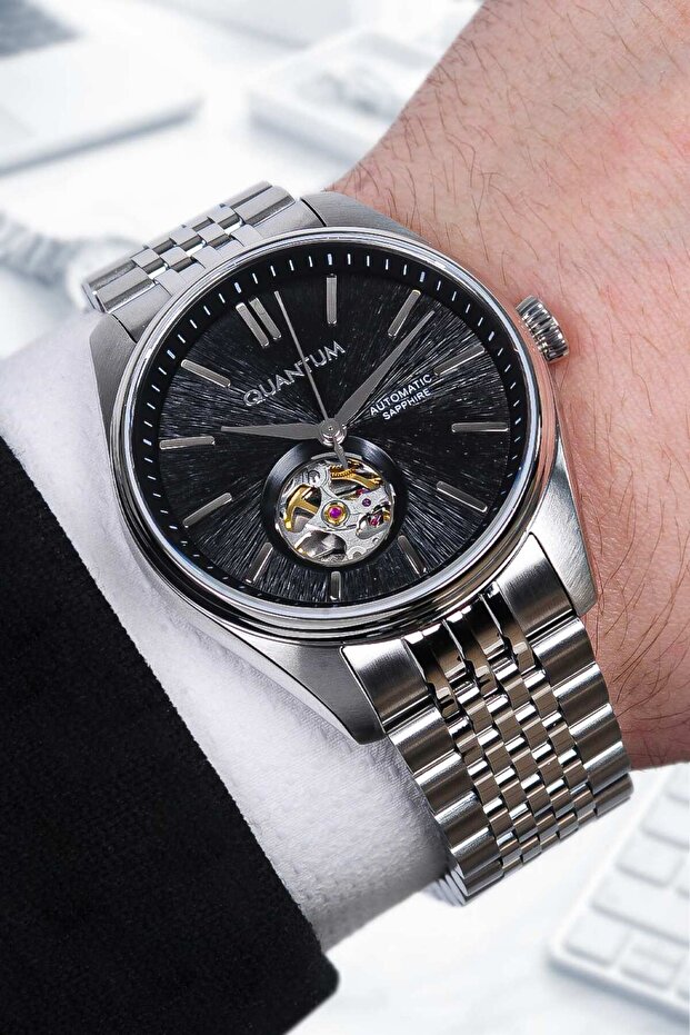 Automatic Sapphire Glass Steel Case Transparent Dial Japanese Movement Men's Wristwatch 10 Atm Qmg1207