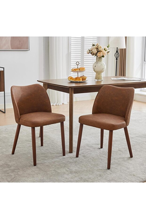 Dining Chairs Set of 2, Upholstered Fabric Kitchen Chairs with Wing Backrest, Thick Cushions,