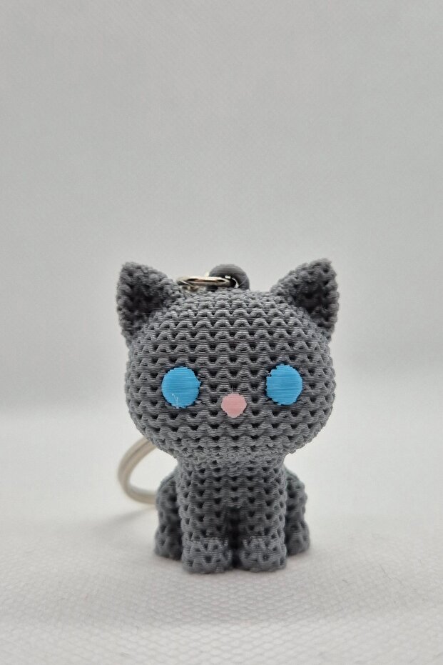 Örgü Desenli Kedi Anahtarlık