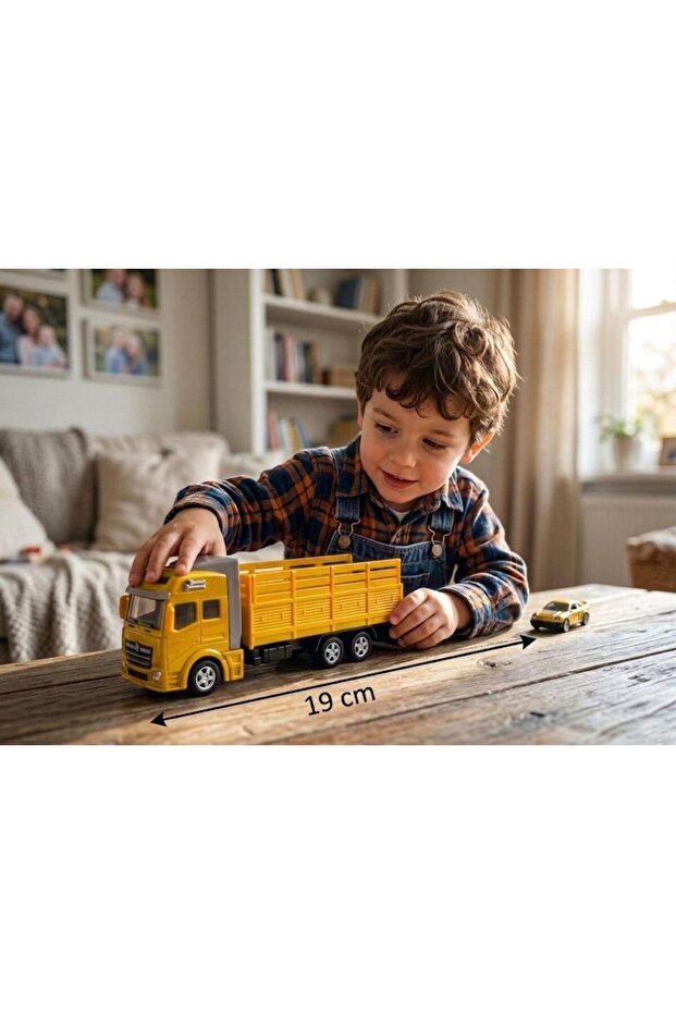 19cm Detailed Open-Body Logistics Themed Toy Pickup Truck with Pull-Back Mechanism