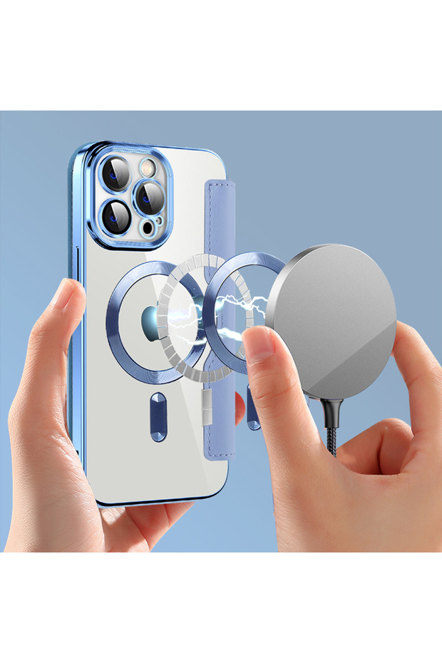 Husa pentru iPhone 13 Pro Max, Techsuit, PU, Bleu - 6