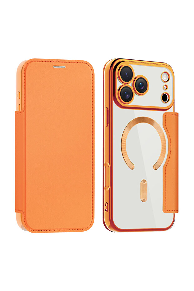Case for iPhone 17 Pro Max, Techsuit, PU, Orange - 2