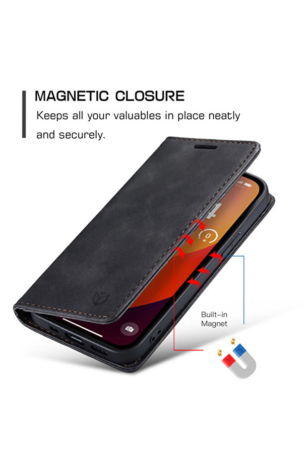 Husa pentru iPhone 15 Plus, Techsuit, PU, Negru - 6