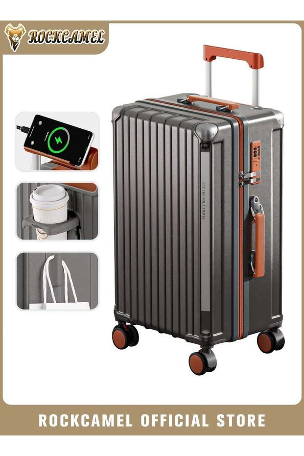 24 Inch Luggage with Spring Shock Absorber Wheel, Extra Large Capacity Hardshell Spinner Suitcase