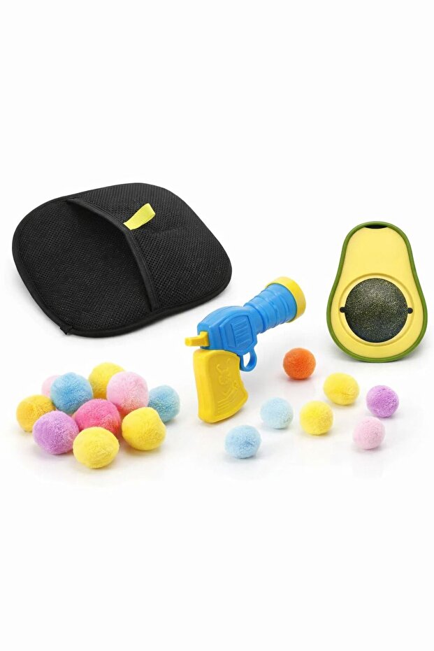 Static Hair Collection Glove Cat Ball Gun 20 Plush Balls Avocado Cat Grass Set
