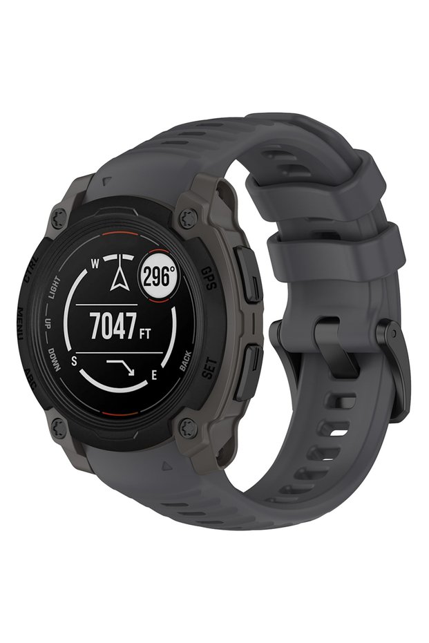 Strap for Garmin Watch, Techsuit, Silicone, Gray