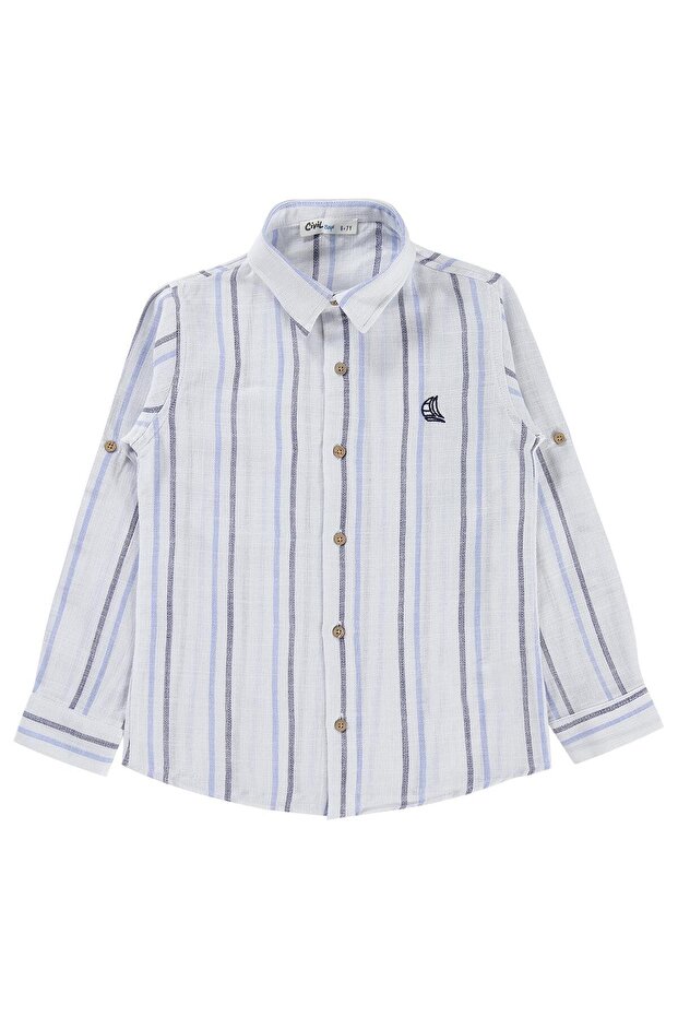 Double Striped Shirt for 10-13 Years Old - Blue