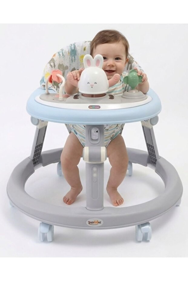 Multi-Functional Foldable Baby Walker - Flexible Wheels and Adjustable Height with High Back Cushioned Seat
