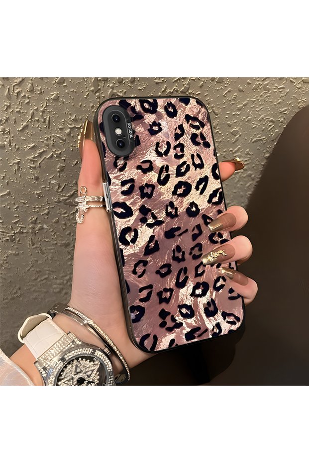 حافظة هاتف واقية مقاومة للصدمات بنمط الفهد متوافقة مع iPhone X/XS