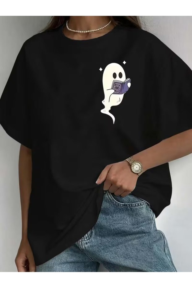 Women's Cute Ghost Printed Oversize T-Shirt