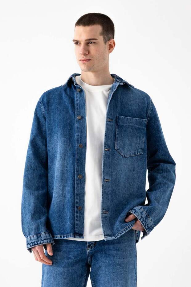 Single Pocket Denim Outer Shirt