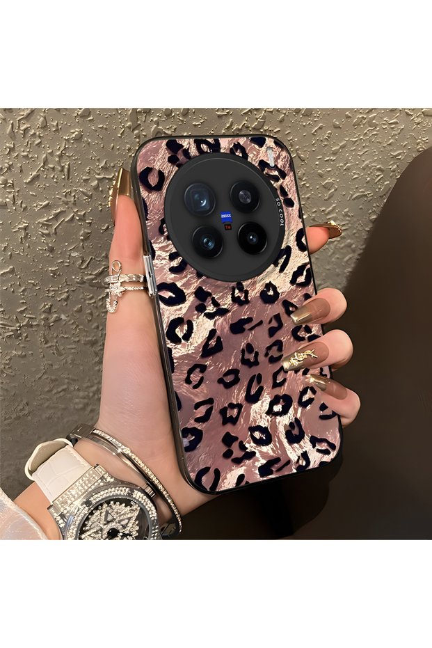 غطاء حماية للهاتف متوافق مع Vivo X200 Pro بنمط الفهد، مقاوم للصدمات