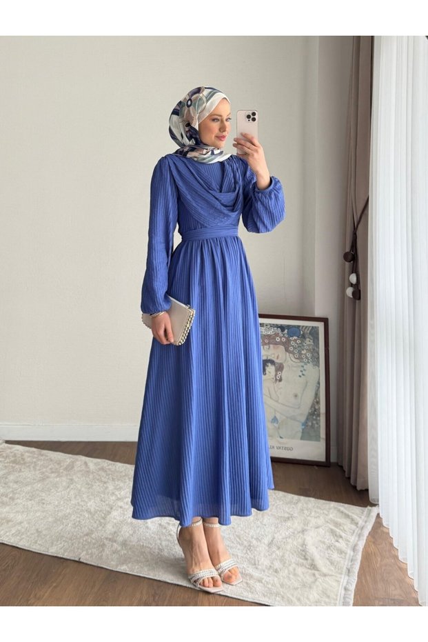 Women's Twing Flounce New Season Dress - Indigo Blue