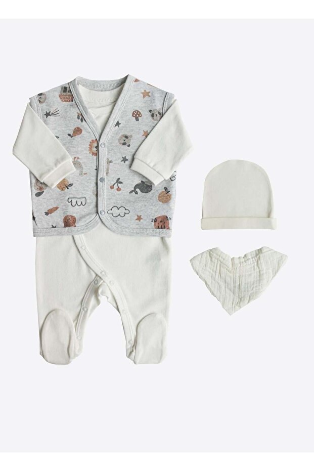 Organic Woodland 4-Piece Jumpsuit Set Gray