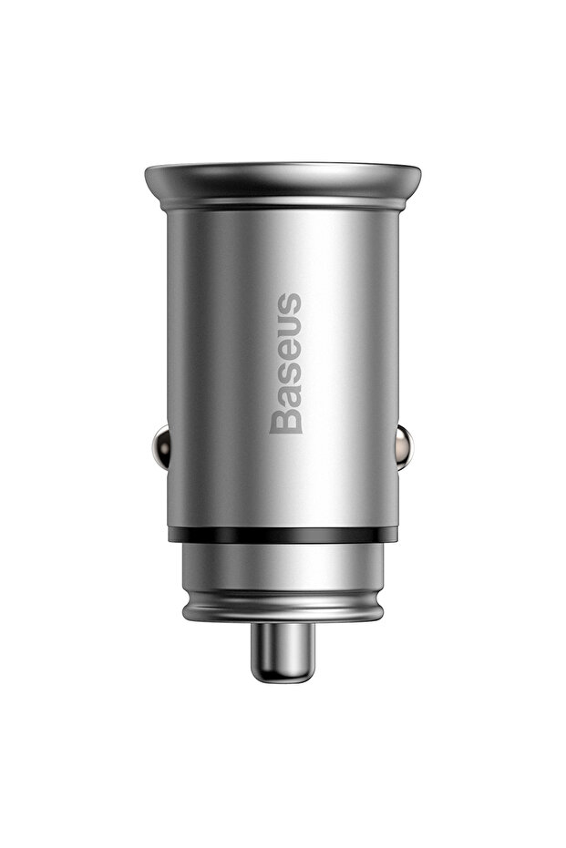 Încărcător auto circular metalic (CCALL-BS0S) - Type-C, USB, PPS 30W, Multi-protocol - Argintiu - 1