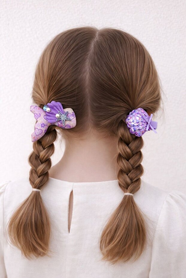 Sea Shell and Mermaid Tail Shape Hair Clip Set