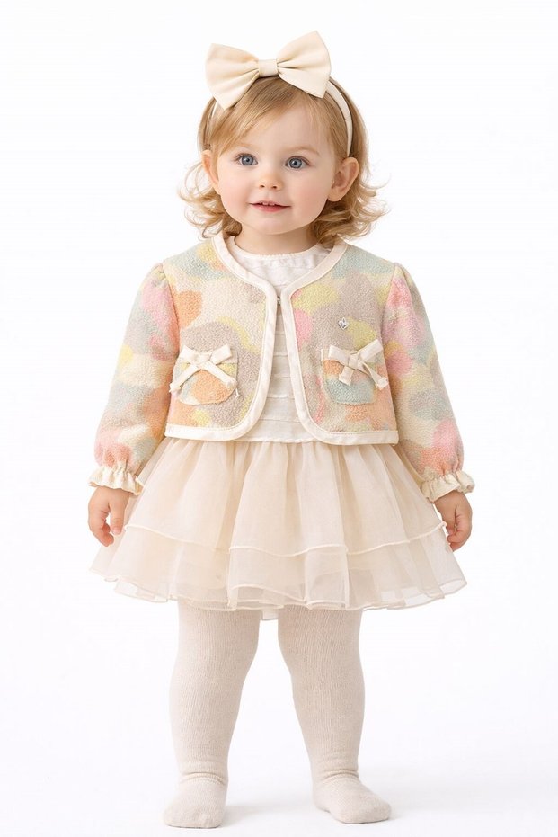 Baby Girl 3-Piece Set with Tutu Skirt and Shirt, 3-18 Months, Colorful
