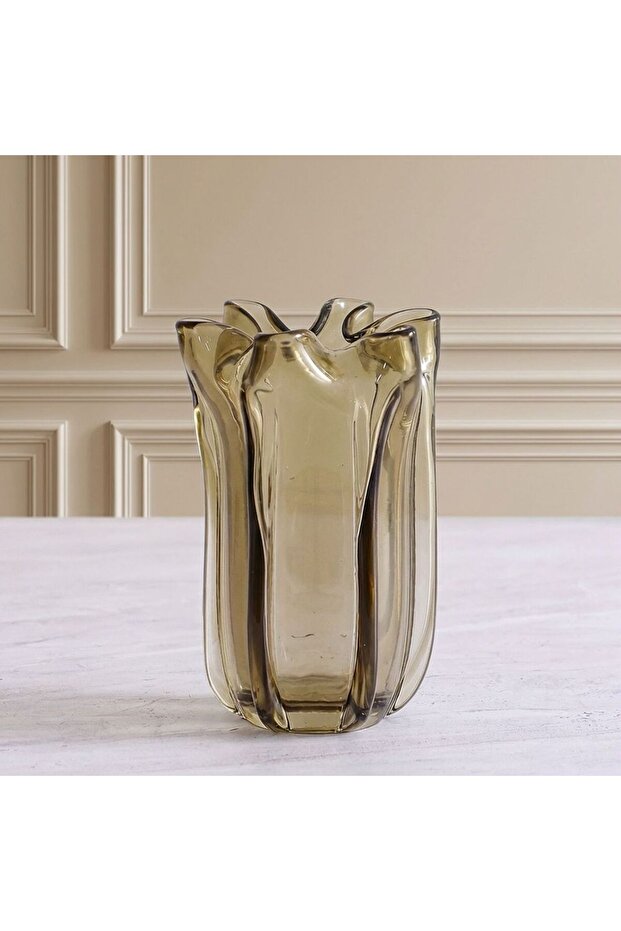 Mirabella Glass Vase 12X12X20 cm -Brown