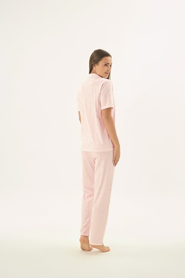 17533 Women's Buttoned Printed Pajama Set - 3