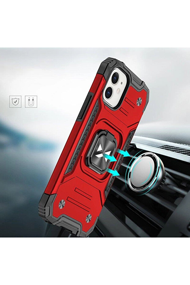 Ring Armor Hülle für iPhone 14 Plus gepanzerte Hülle magnetischer Haltering rot - 6