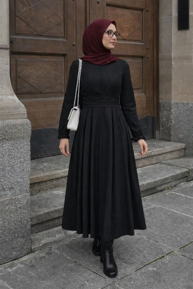 Flexible Crepe Fabric Stylish Special Occasion Hijab Dress