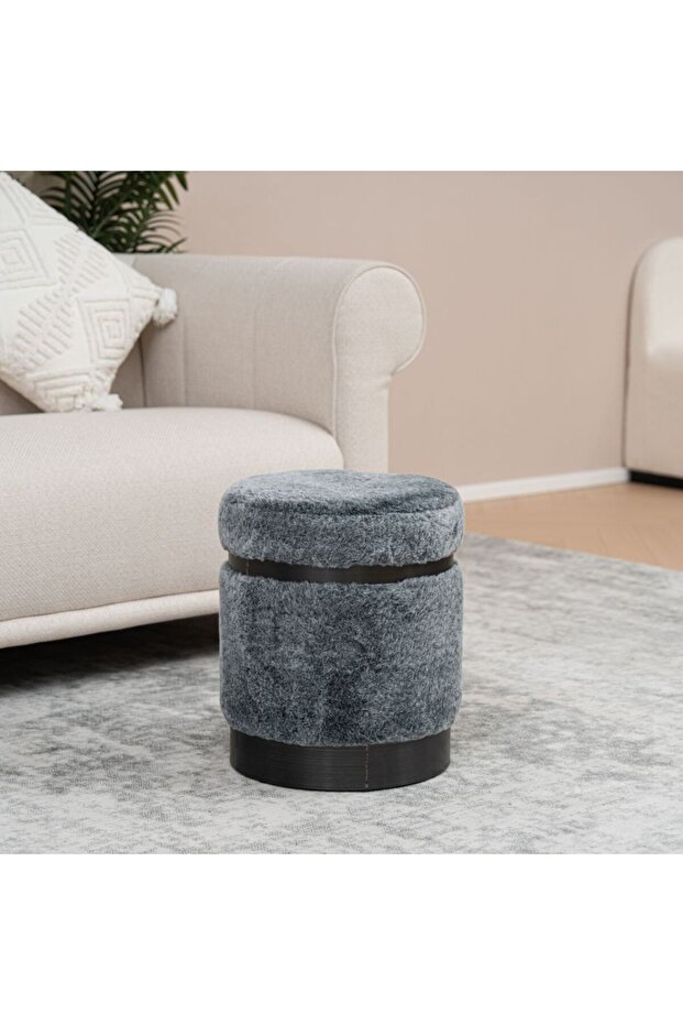 Round Ottoman-Dark Grey - 1