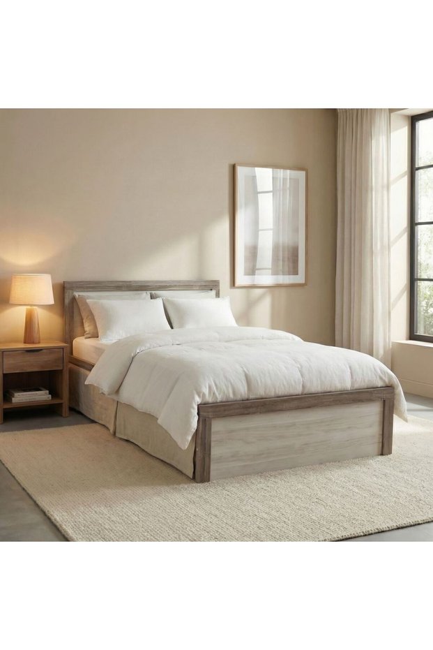 Calino 120x200 Kids Bed | Wooden Single Bed Frame Furniture| L206xW130xH90cm-Sonoma Oak & Light Oak