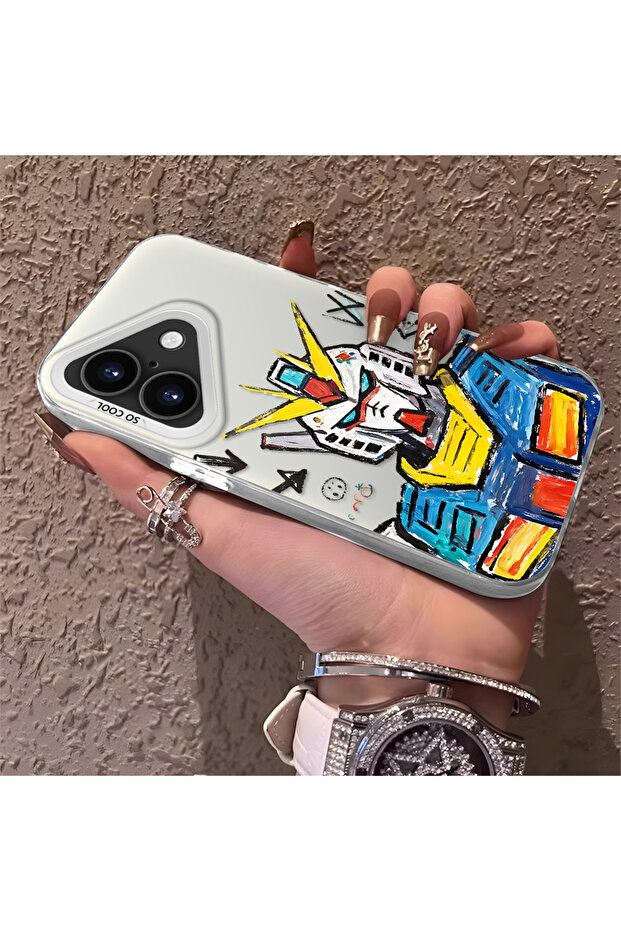 iPhone 16 Compatible Stylish Male-Type Robot Pattern Protective Case - 2
