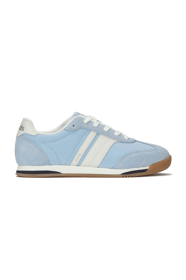Women's Revival Leather Lace-Up Sneaker – Retro Arch Support, Two-Tone Casual Shoe Blue