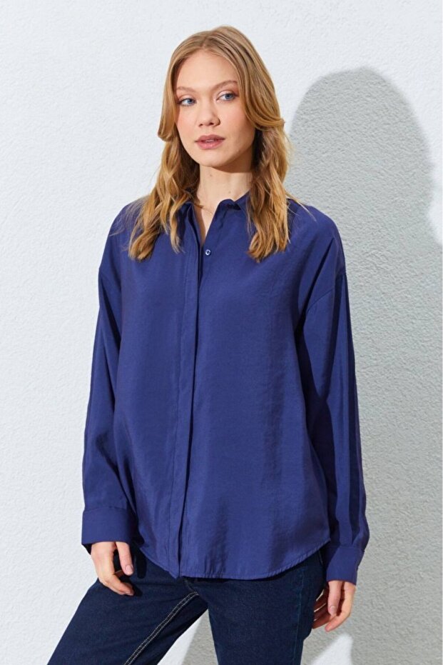Modal Women's Shirt Modal Fabric Indigo Women's Shirt Modal Comfortable Fabric