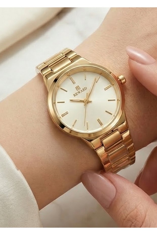 Women's Gold Metal Cord Gold Dial Wristwatch with 2 Years Warranty