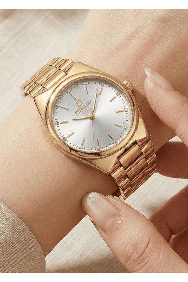 Women's Gold Metal Cord Stone Gold Dial Wristwatch 2 Years Warranty