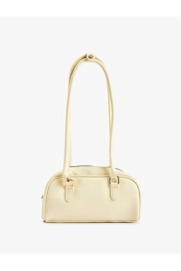 Long Handle Zippered Faux Leather Shoulder Bag
