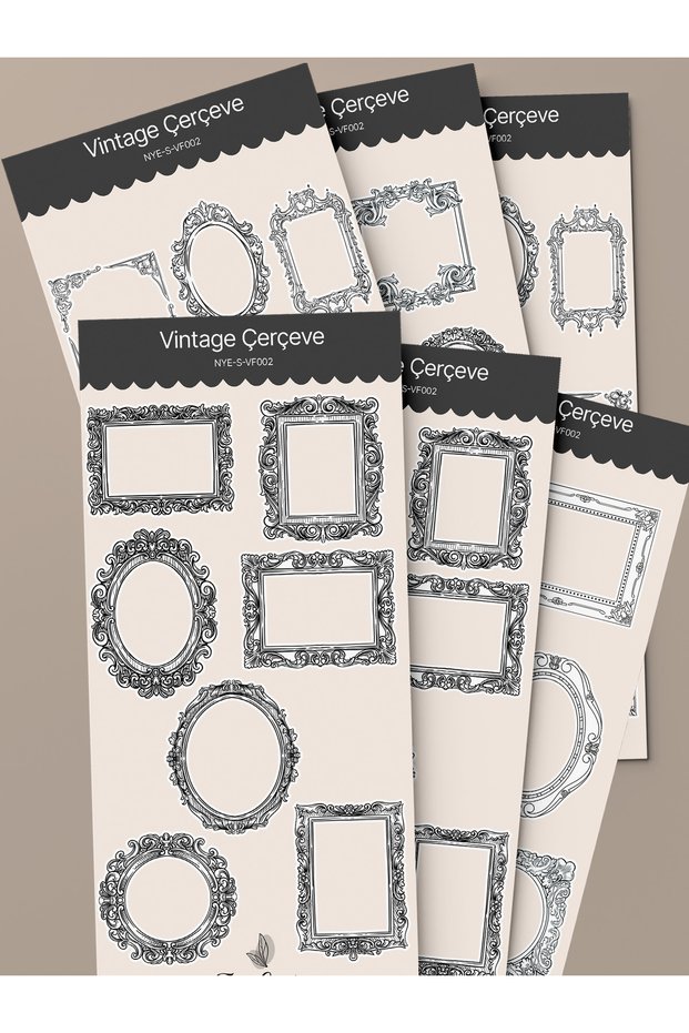 Vintage Frame Sticker Set - 6 Sheets / Agenda, Stickers, Scrapbook
