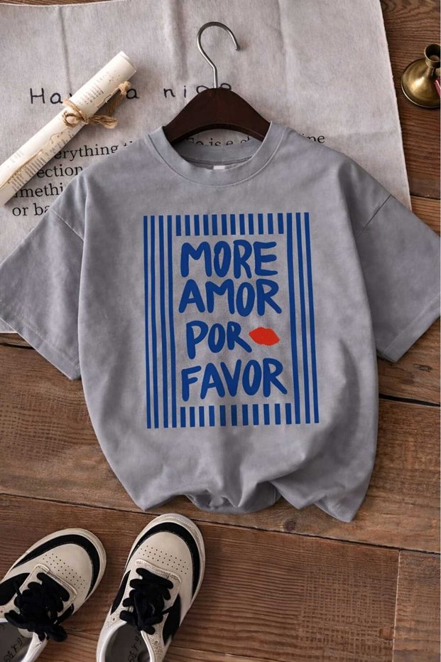 More Amor Por Favor Printed Unisex Children's T-Shirt 7Gh1
