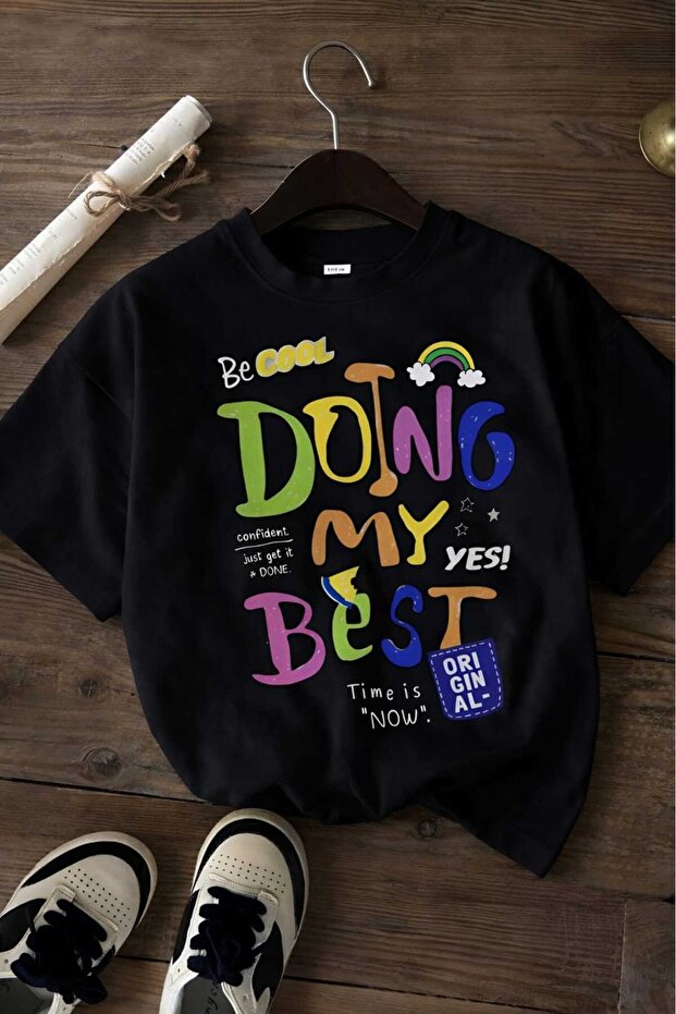 Doing My Best Printed Unisex Children's T-Shirt 8Gh6