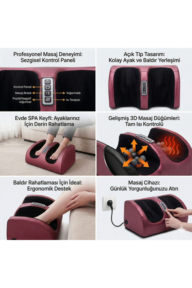 3D Kneading Heated Foot and Calf Massager - 3-Stage Professional Thermal Therapy Device