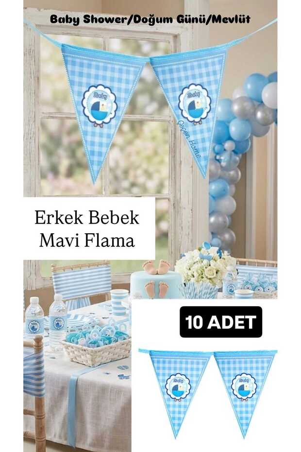 Blue It's Boy Written Pennant Flag Ornament, Baby Boy Pennant, Mawlid/Birthday/Baby Shower Decoration