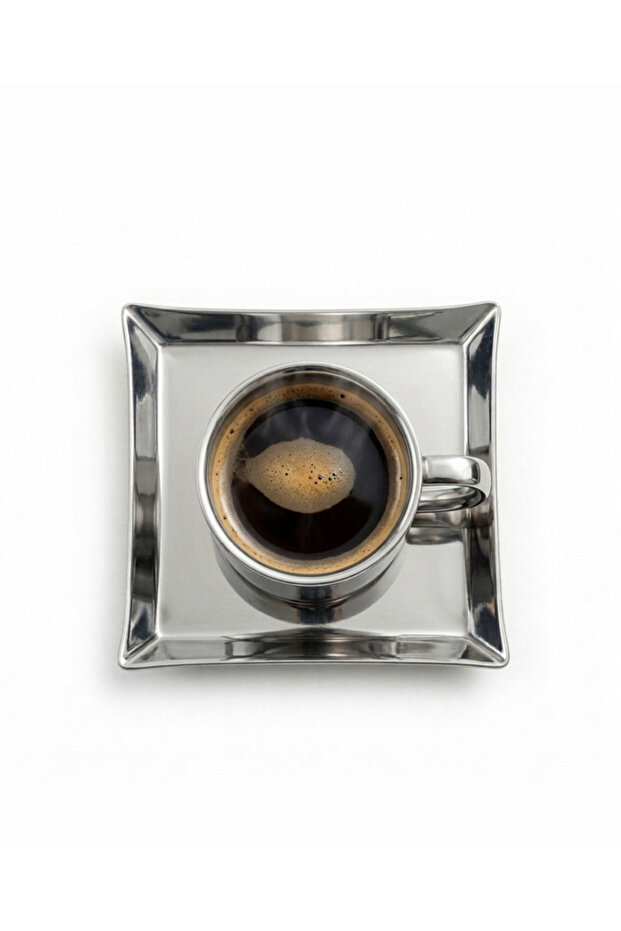 Teos Çelik Set of 3 Mini Presentation Plates, Glass - Mug - Coffee - Nuts Presentation Plate Square 304 Quality